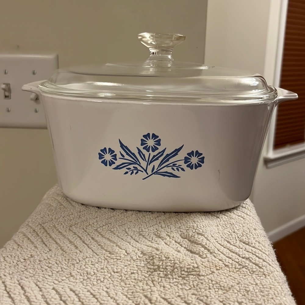 Vintage Corningware Cornflower Blue Square Baking Dish Glass Lid 3 Quart - Picture 1 of 14